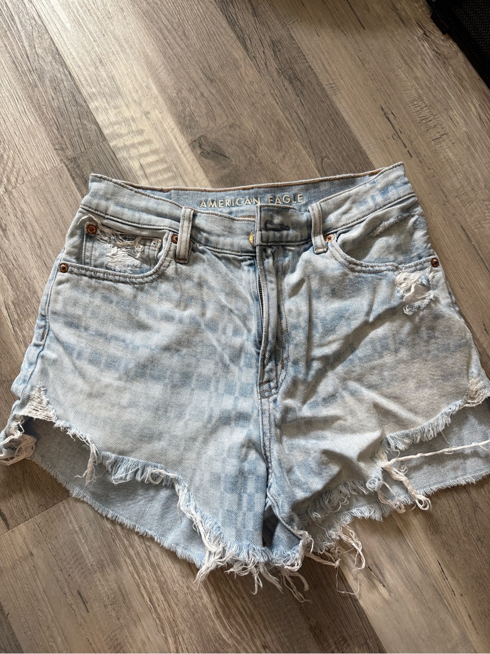 American Eagle Outfitters Light Wash Distressed Denim Shorts